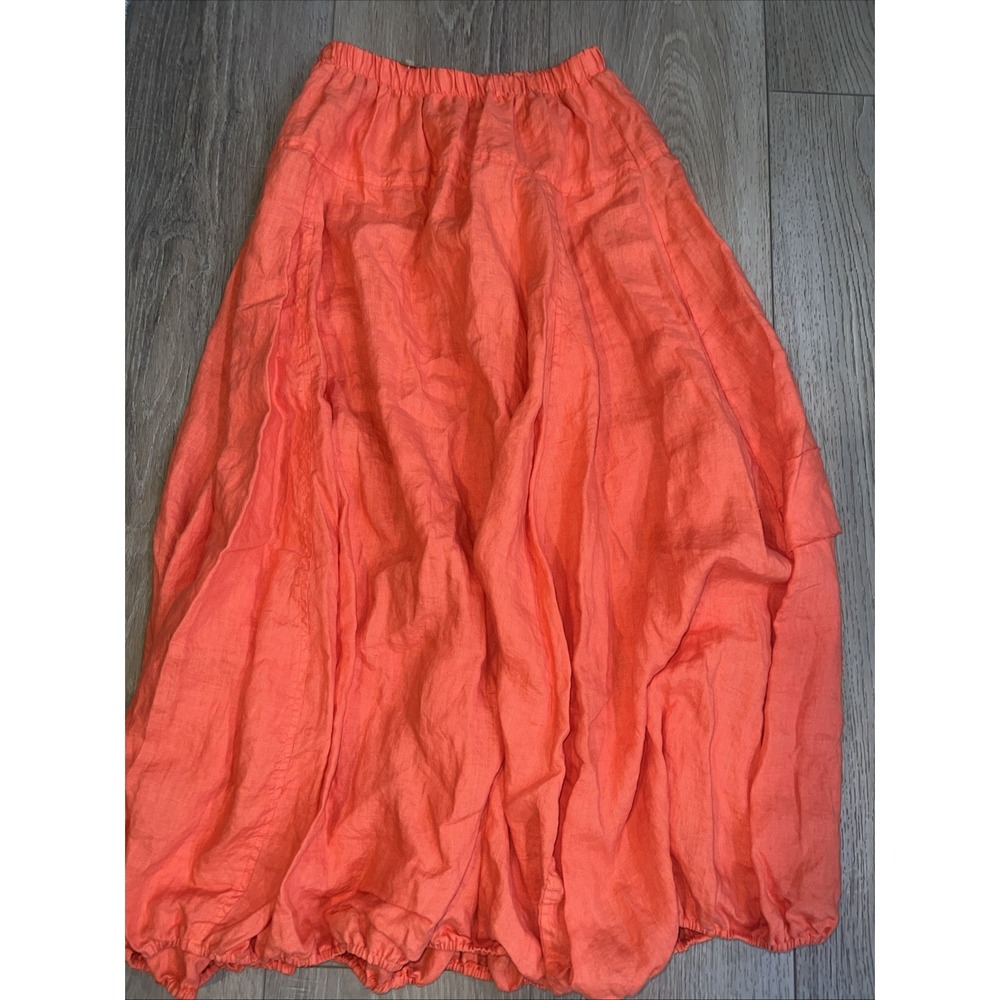 Bodil ORANGE 100% Linen Skirt SIZE SMALL MADE IN THE USA - Picture 3 of 7